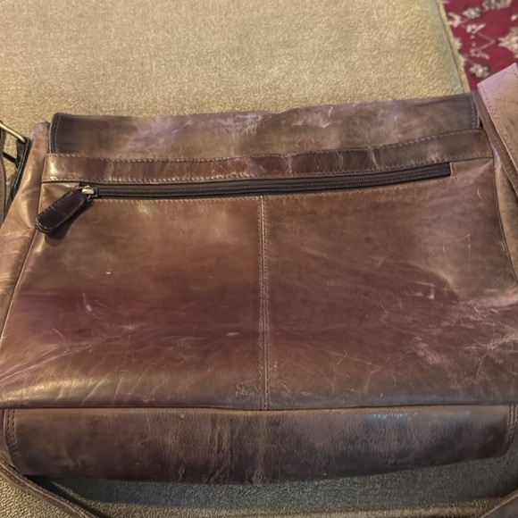 Leabags Leather messenger laptop computer bag dark brown (TD) - Picture 6 of 8